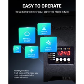 DEWENWILS 150W Low Voltage Landscape Transformer, Landscape Lighting Transformer with Dusk to Dawn Sensor & Timer, 120V to 12V/15VAC, Low Voltage Transformer for Outdoor Landscape Lights