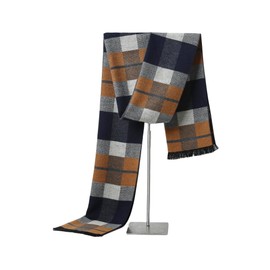 WJIANXIN Men Scarf Winter Warm Soft Scarves Fashion Business Plaid Scarf Gifts for Men，Winter Scarf for Men Tartan Warm Plaid Long Scarves Classical Cashmere-like Knitted Scarf Shawl Neck Wrap