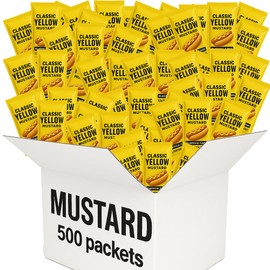 Mustard Packets, Yellow 500 ct (5.5 Grams) - Condiment Single Serve Portions - Picnic Travel Business Office School Restaurant Quality