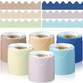 YYBD 6 Rolls 196.8ft Bulletin Board Borders Morandi Color Scalloped Rolled Borders Trim Bulletin Board Decorations with Wavy Design Classroom Border for School Office Classroom Christmas Supplies