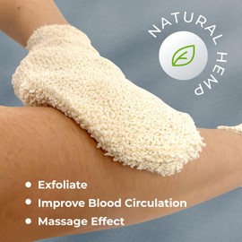 GUARD&MARINE Natural Hemp Shower and Bath Gloves Washcloth for Body Cleansing and Exfoliation - Set of 2 Mitts