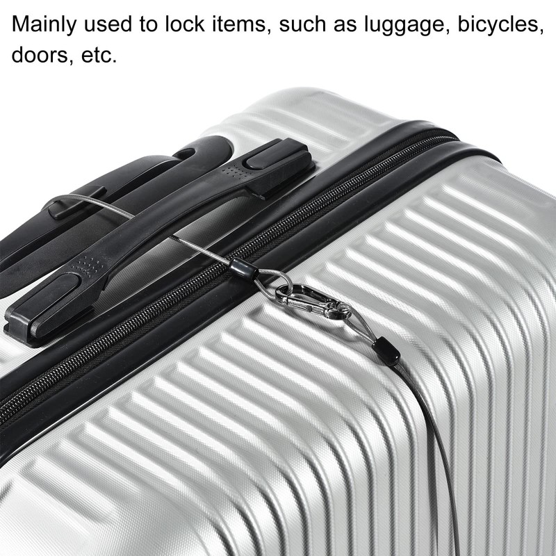 PATIKIL Security Steel Cable 2.5mm x 1m/3.28ft Coated Luggage Lock