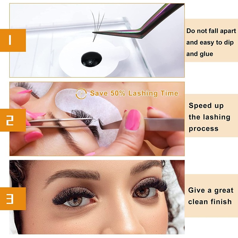 Ready-to-Use Fan Eyelash Extension 3D-0.07C-10-14MIX Eyelash Fans, Soft Eyelashes, 3D