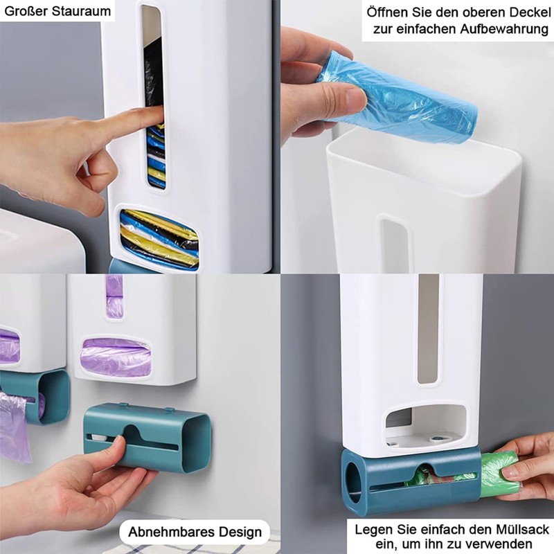 Plastic Bag Dispenser, Wall Mounted Plastic Garbage Bag Organiser, Garbage