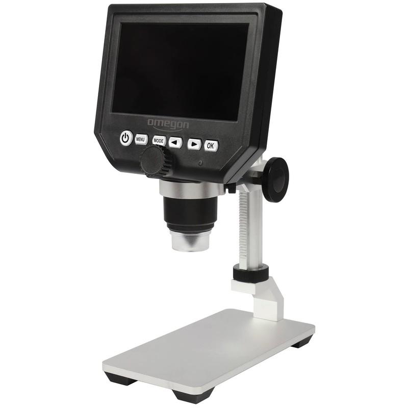 Omegon Digitalmikroskop DigiStar, 1x-600x Zoom, 4,3 Zoll HD-LCD Farbdisplay, integrierte