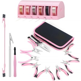 Toolour Jewelry Pliers Set Jewelry Making Tools, Mini Jeweler Pliers with Beading Wire Kit, Pink Craft Pliers for Jewelry Making Supplies DIY Hobby Repair