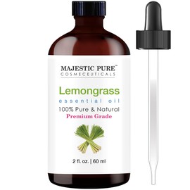 MAJESTIC PURE Lemongrass Essential Oil with Glass Dropper | 100% Pure and Natural Lemongrass Oil | Premium Grade Essential Oils for Diffusers, Skin, Aromatherapy, Massage | 2 Fl Oz