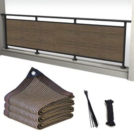 YEZOND Veranda Blindfold, 0.8 M x 1.8 M Sun Shade Coffee Color Blackout Net, Balcony, Apartment, UV Protection, Shade, 1 Rope Hole Per 19.7 inches (50 cm)