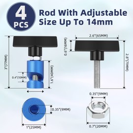 Riakrum 4 Pcs Car Hood Prop Struts Clamp, 0.55 Inch Hood Prop Tool, Adjustable Lifting Clip, Aluminum Lift Support Clamp, Spark Plug Fixing Caliper for Automotive Rod Tailgate Retaining Holder(Blue)