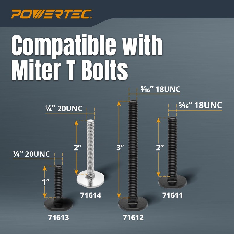 POWERTEC 48" Miter T Track for Router Table, Works With