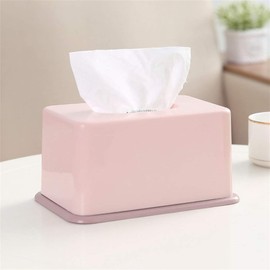 Tissue Box with Spring Support, 1Pc Simple Plastic Tissues Holder Facial Tissue Dispenser Box, for Home Bathroom Office Car(Pink)