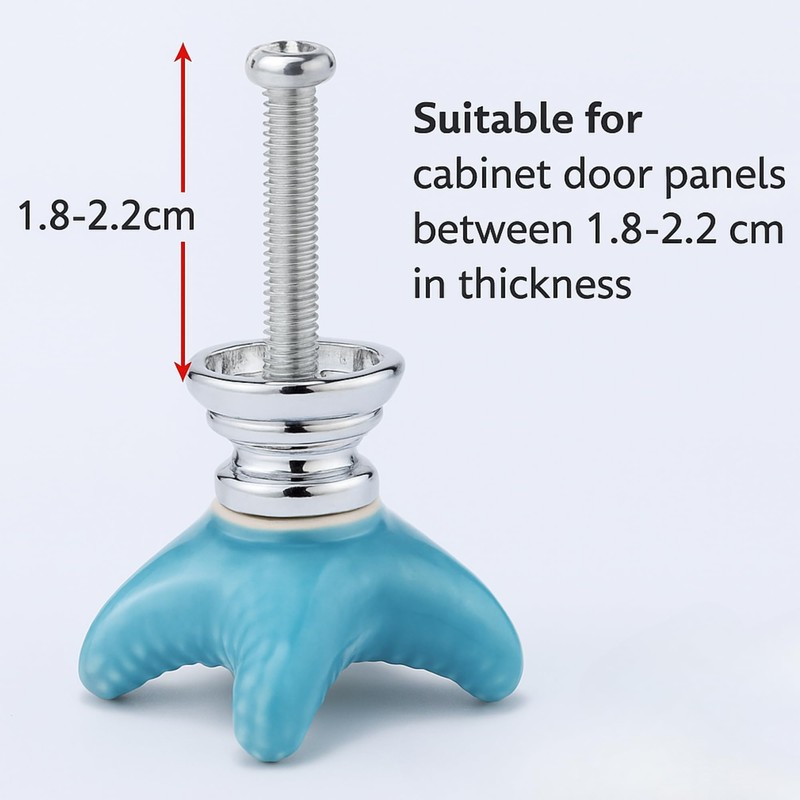 Seaside Themed Starfish Drawer Knobs Set of 4, 3.4cm Blue