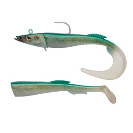 Berkley PowerBait® Power® Sandeel; Realistic Soft Plastic Lure for Saltwater Fishing; Curly & Paddle Tail Options; Scented Swimbait for Seabass, Cod, Pollock, Halibut, Coalfish, 15cm, White Chartreuse
