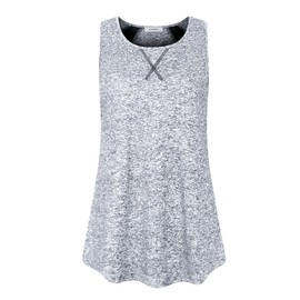 Racerback Tank Tops for Women Loose Fit Womens Round Neck Sleeveless Jersey Shirts Fashion 2025 Figure Flattering Sweat Wicking Baseball Yoga Running Clothing Light Grey XXL