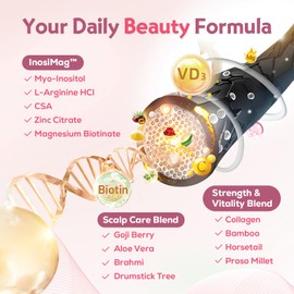 Tervaies Tervaies Liposomal Hair Growth Soft Chews ?C High Potency Hair Growth Vitamins for Women & Men with Biotin, InosiMag Complex, Collagen, Zinc - Strong Hair Skin Nails Vitamins, Strawberry, 120 Count