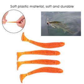 Fishing Soft Lures,Soft Plastic Lure,Jelly Lures,Soft Plastic Lures,Fishing Lures Set,50pcs Soft Fishing Lures Baits Set, 5cm Plastic Fishing Bait T Tail Grub Worm Baits 9 Colors (Orange)