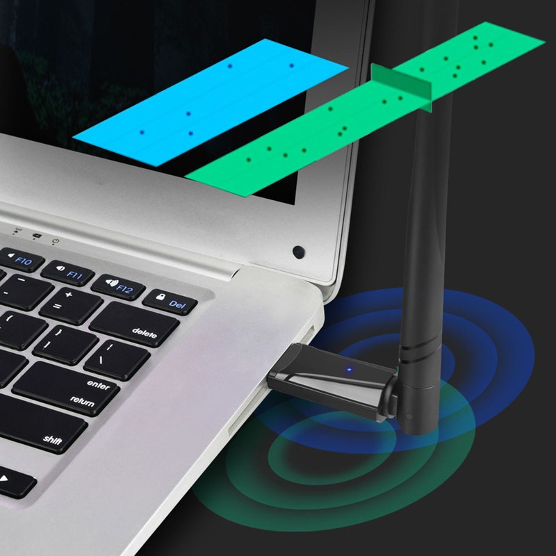 WiFi Dongle USB 3.0 1300M Dual Band High Gain Antenna