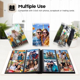 3.5x5 Photo Album, Photo Album 3.5x5 Holds 256 Photos, Linen Cover with Front Window, 3x5 Photo Albums for Wedding Family Baby Anniversary Pictures, Cards (Beige)