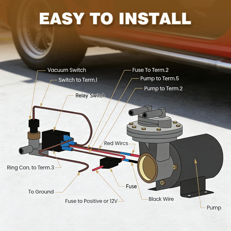 28146 Electric Vacuum Pump Switch & Relay Kit for Brake