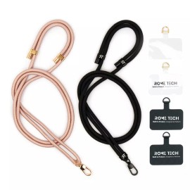 Rome Tech Universal Crossbody Nylon Patch Cell Phone Lanyards Rope Phone Straps Lanyard - Black | SandPink