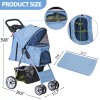 SEGAWE Pet Stroller Cat Dog Stroller 4 Wheel Travel Folding