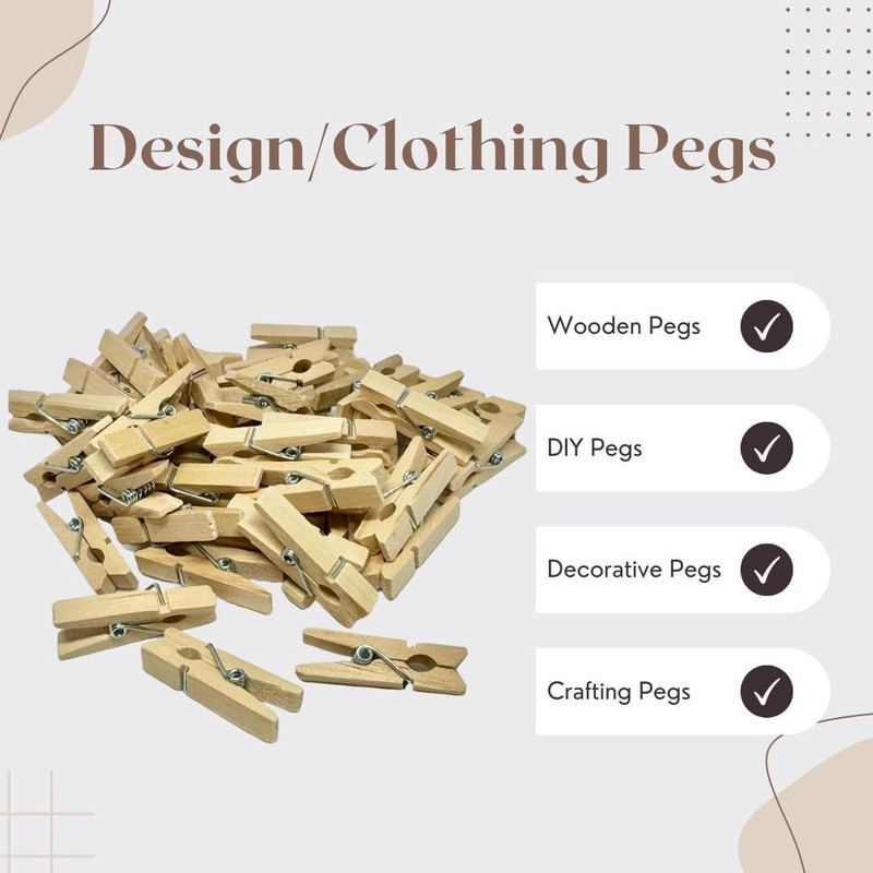 Surco Wooden Clothes Pegs with Metal Coil Spring for Firm