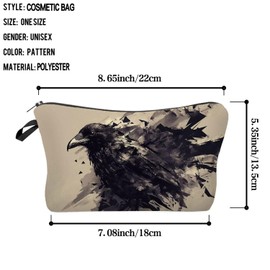 Livel lhood Ink Crow Makeup Bag Cute Small Organizer Zipper Pouch Ink Crow Cosmetic Bag Birthday Present for Women Friends -3