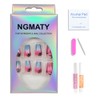 NGMATY Summer Press on Nails Medium Square Tropical Style Fake