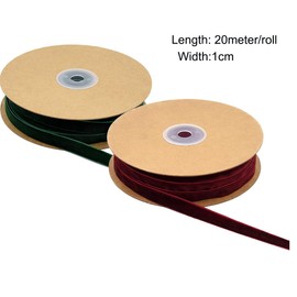 Velvet Ribbon, 10 mm 20 Meters Christmas Ribbons Roll Vintage Green Christmas Tree Satin Ribbon Single Face Red Ribbon for Gift Wrapping Crafts Wedding Decor Festival Party Supplies