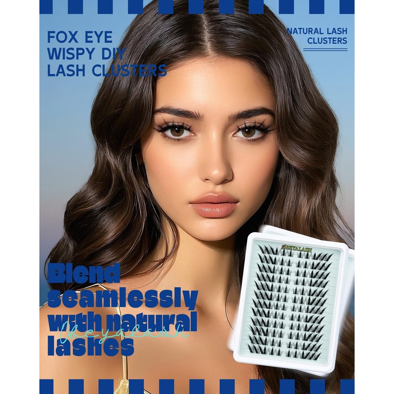 Obeyalash Fox Eye Cluster Lashes, Cat Eye Eyelash Extensions, 120