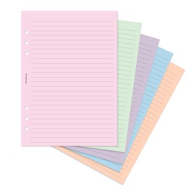 NBplanner A5 Wide Ruled Assorted Pastel notepaper 6-Ring Organiser Refill Insert | Value Pack | Filofax A5 Compatible