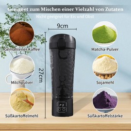 Protein Shaker Flasche, 700ml Elektrische Mixer Shaker Tassen für Protein-Shakes und Mahlzeit Ersatz Shakes, USB Wiederaufladbar Proteinshake Vortex Mixer, Eiweiß Shaker, BPA frei, Schwarz