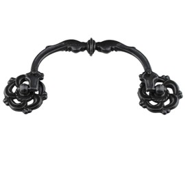 MuDuJia 4-Pack 4.25" Droop Bail Dresser Drawer Pulls Handles Vintage Antique Black Cabinet Knobs Handle 4 1/4 Inch Center Hole Distance108mm (4, Antique Black)