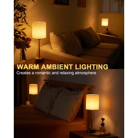 UMEXUS Cordless Table Lamp, Rechargeable Battery Powered Light, Dimmable Touch Small Accent Lamp with Linen Shade, Ambient Lighting for Home Nightstand Kitchen Counter Sofa Side End Dining Table