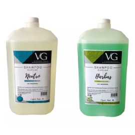 VG COSMETICS Shampoo Neutro Y Hierbas Uso Profesional De Belleza 4l.