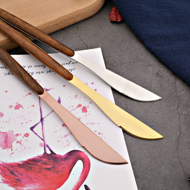 BRIIEC 20-piece Wood Silverware Set for 4, Include Knife Fork