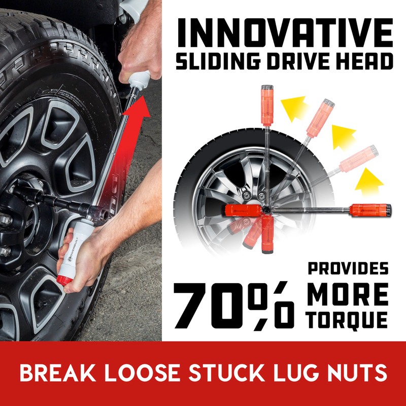 Powerbuilt Billy Club Universal Lug Wrench with Socket Storage, SAE