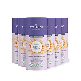 ATTITUDE Baking Soda Free Deodorant for Sensitive Skin Enriched with Oatmeal and Chamomile, EWG Verified, Aluminum Free, Plastic-Free, 3 Ounces (Pack of 6)