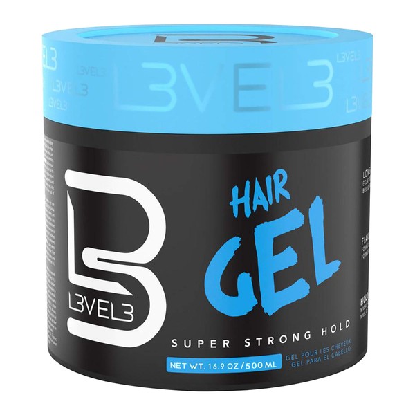 Level 3 Hair Gel - Super Strong Hold - Flake Free - Long Lasting Shine L3 - For Men and Women - Level Three Gel - Add Volume and Texture (500 ML)