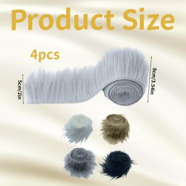 Faux Fur for Crafts, Sold by the Metre, 4 Pieces Fur Fabric Fur Imitation 5 x 150 x 10 cm Soft Fluffy for DIY Decoration Costume Santa Hair (White, Brown, Black, Grey)