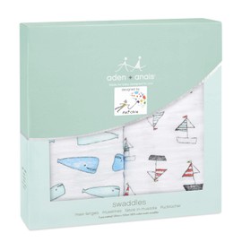 aden + anais Swaddle Cloth Pack of 2 Whales & Boats Designed by Natchie multicoloured