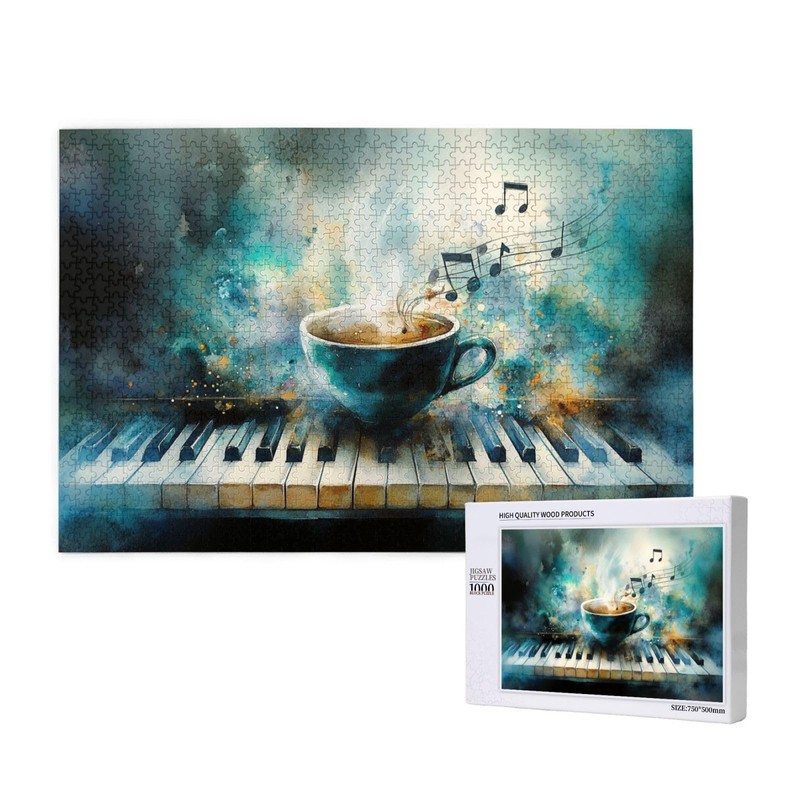 Wooden Jigsaw Puzzle 1000 Pieces for Adults, Elegant Piano Keyboard