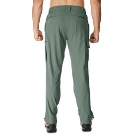 MOURCE Hiking Pants for Men Lightweight - Water Resistant Quick Dry Cargo Pants for Men with 8 Pockets, Sage Green