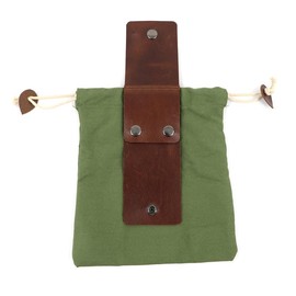 Yeanifeana Foldable Canvas Belt Bag, Collapsible Foraging Bag Mushroom Storage Leather, Multipurpose Bushcraft Belt Storage Water Resistant Leather Pouch Basket for Travel Camping Hiking(Green)