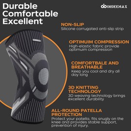 INDEEMAX Knee Support 1 Pair for Man and Women, Compression Knee Brace for Arthritis, Meniscus Tear, ACL, MCL, PCL, Ligament Injury, Breathable Knee Sleeve for Running, Gym, Sports, Black, XL