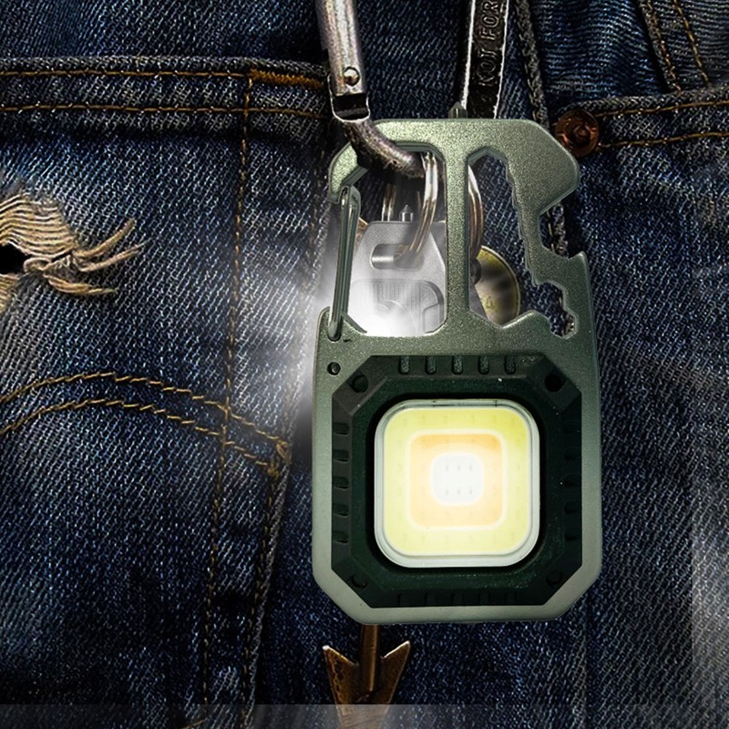 Keychain Work Light USB Charging Portable Pocket LED Flashlight Multifunctional
