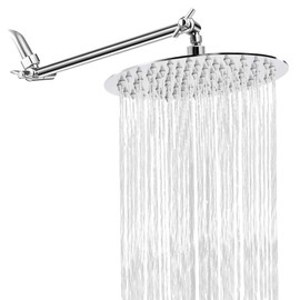 NearMoon Rain Shower Head with 11'' Adjustable Arm, High Pressure Stainless Steel Rainfall Shower, Ultra-Thin Design - Pressure Boosting (8 Inch, Chrome)