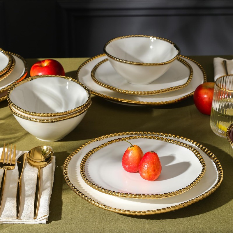 Christian Siriano Akoya Porcelain Dinnerware Set, 12-Piece - Dish Set