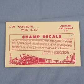 Champ Decals L-90 Gold Rush Font White 3/16" Letters Numbers HO N O Scale