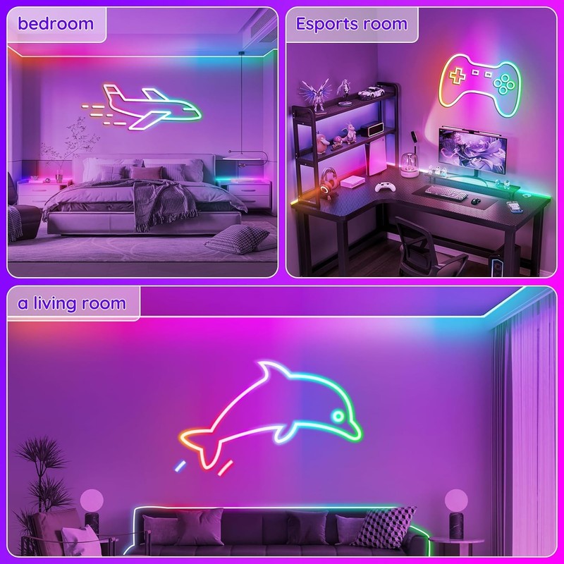 RCUICA 100FT LED Neon Rope Lights Waterproof with Smart App